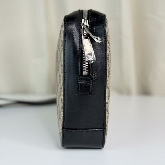 Gucci GG Logo Supreme Large Clutch Classic Beige & Black Handbag - Picture 2 of 9